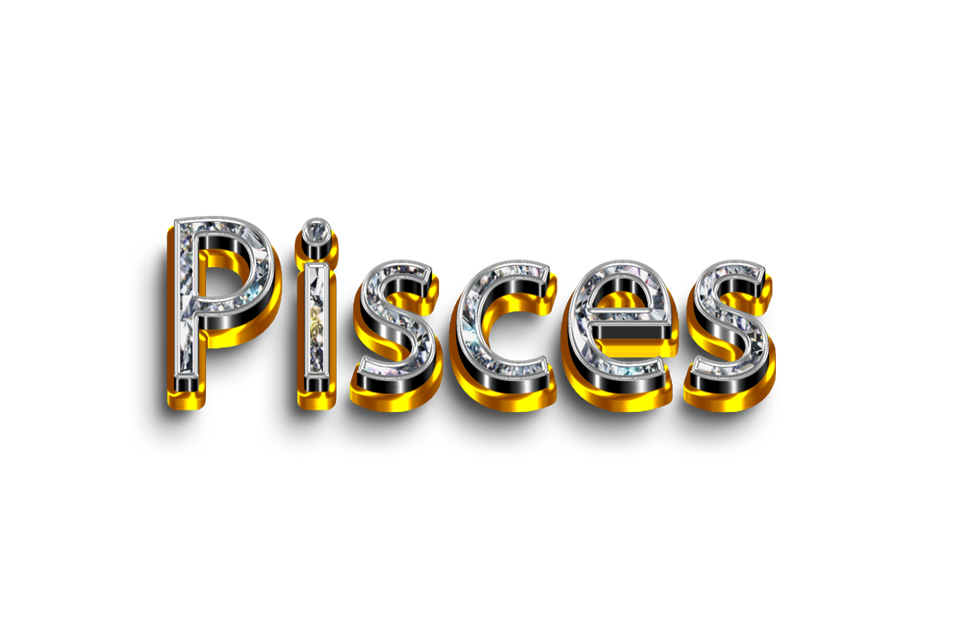 Pisces png, word Pisces png, Pisces word png, Pisces text png, Pisces letters png, Pisces word diamond gold text typography PNG images transparent background